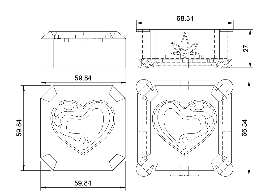 Molde individual de cubo de corazón para San Valentín (Individual - Kit - Set de producción)