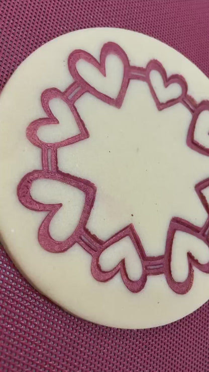 Tampón de corazones circulares para San Valentín